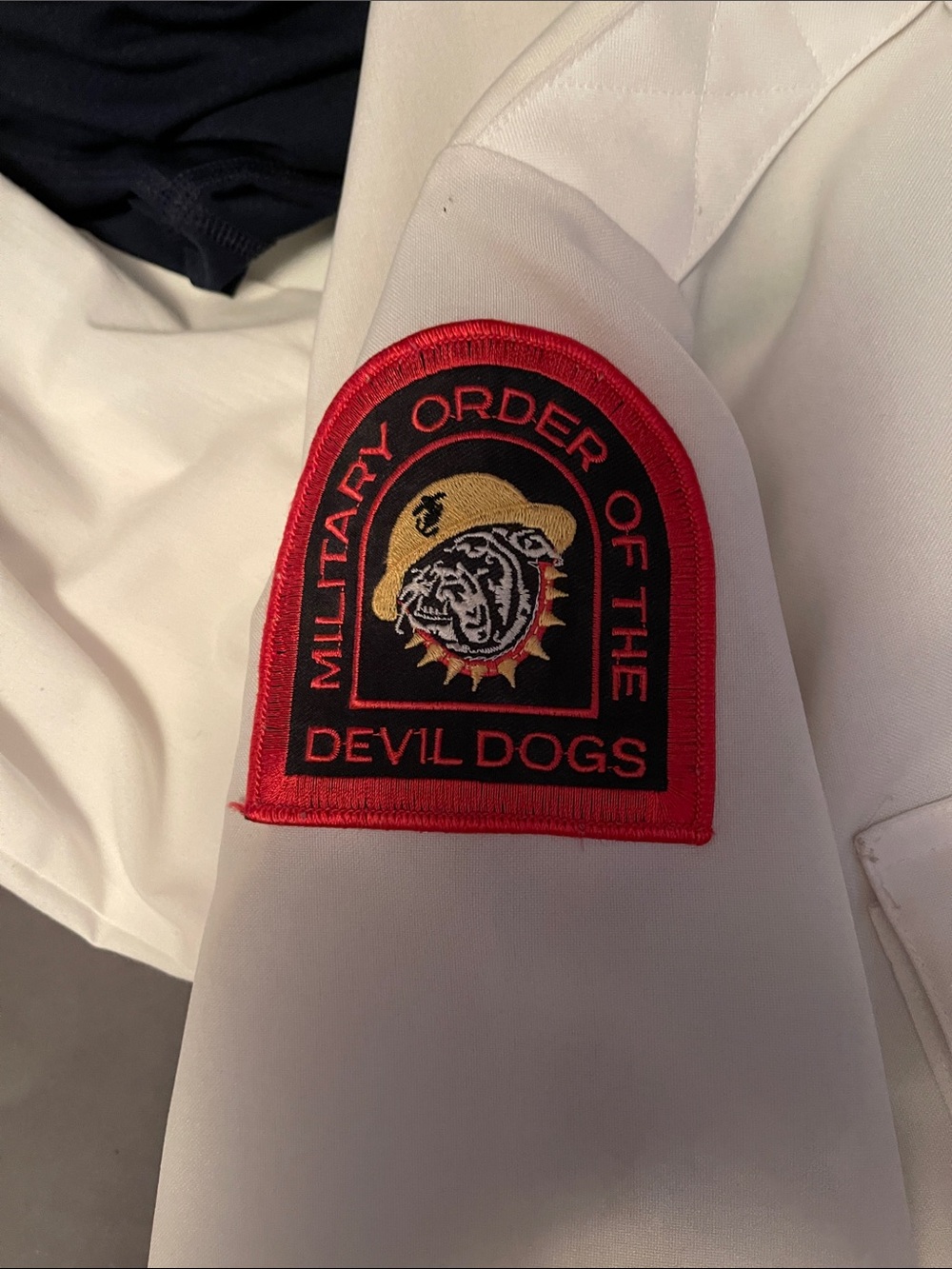 White Tex-Trop Marines Uniform Shirts  (2) with Patches, and embroidery on back - Picture 3 of 4